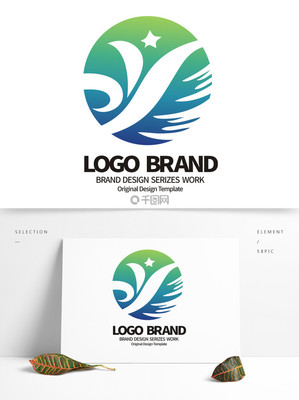 创意蓝绿飞鸟Y字母旅游LOGO标志设计